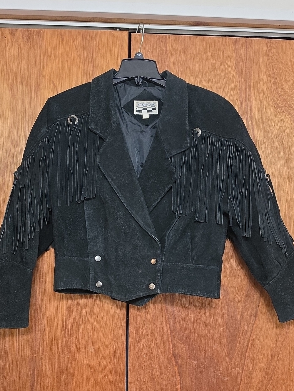 Women's Black Suede Fringe Cropped Leather Jacket